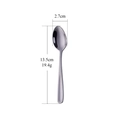 Silberner Edelstahl-Dessertlöffel 13,5 cm Länge und 19,4 g Gewicht auf weißem Hintergrund - Dünn 13.5cm / Naturfarben