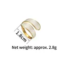 Minimalistischer offener Goldring aus Edelstahl mit weißer Marmor-Emaille 1,8cm 2,8g - Marmormuster Doppelbogen Ring (S-WLR030-bai-B)