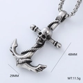 Detail view of vintage silver anchor skull pendant showing 48x29mm size and 11.5g weight - Skull Anchor Style (Style 16)