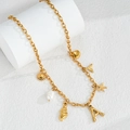 18K gold plated chunky chain necklace with sun, pearl, shell, and starfish charms - Style 4-Alphabet Marine Multi-Pendant