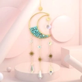 Detailed moon sun catcher with turquoise stones and aurora crystal star pendants - Turquoise Style