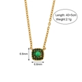 18K vergoldete Halskette mit grünem Smaragd-Anhänger und 40+5cm verstellbarer Kette - Mini-Zirkonia-Anhänger-Halskette mit abgerundetem Quadrat / Grün