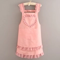 Pink polka dot apron with heart ruffle detail and large front pocket in cotton - Canvas Heart Ruffles - Pink Dots