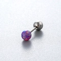 4mm purple opal titanium cartilage stud earring with double screw ball design - Purple (OP38)