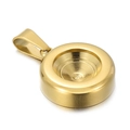 Polished gold stainless steel geometric birthstone pendant base for DIY jewelry making - Gold Round 1-Loop Pendant Base (KLJ6068-Z)