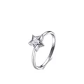 Anello minimalista in argento sterling S925 con uno zircone scintillante a forma di stella - Taglia US 6 / Argento 925
