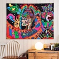 Arazzo da parete psichedelico con viso surreale e farfalla colorata in stile pop art - 150x130cm / Stile 3 (Viso e Farfalla)