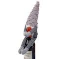 Housse de bouteille de vin gnome de Noël gris avec bonnet pointu et barbe blanche - Gris
