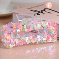 Rectangular transparent hair claw clip with colorful butterfly sequins in style F - H671-Iridescent Butterflies
