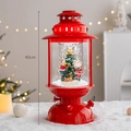 Red 40cm vintage lantern Christmas snow globe with Santa Claus and LED light décor - Snowman & Child Kerosene Lantern Red (Height 40cm)