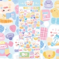 Detailed close-up of colorful cartoon school stickers with laser finish and cute patterns - Kindergarten