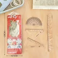4-piece set of flexible transparent student rulers including protractor and triangles - National Tide Beast Set