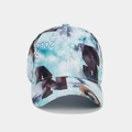 Close-up of blue tie-dye street style baseball cap with S N 2060 graffiti print - Adjustable / Blue White Grey Tie-Dye Letter Style (3#色)