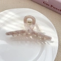 Pinza per capelli in acetato rosa chiaro con strass floreali per un look elegante - Croce Beige 11CM