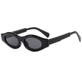 Trendige schwarze Sonnenbrille mit dickem Rahmen, Wellensilhouette und dunklen Gläsern - Glänzend Schwarzer Rahmen Graue Gläser