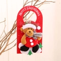 Christmas door hanger with 3D plush bear on red felt and Merry Christmas greeting - Bear
