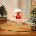 Detail of gingerbread chef candy jar with corduroy hat and clear plastic container - White Hat Style