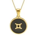 Gemini sterrenbeeld ketting van 18K verguld roestvrij staal met zwart emaille detail - Tweelingen