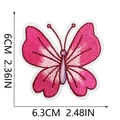 Pink butterfly embroidered patch with white border for clothing, size 6.3cm x 6cm - No.13-Pink Butterfly
