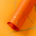 Orange waterproof floral wrapping paper with golden marble texture in roll format - Golden Marble - Vibrant Orange