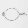 Silver stainless steel adjustable bracelet featuring a matte hollow letter B square charm - Silver B
