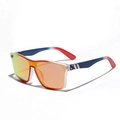 Occhiali da sole sportivi oversize con bandiera americana e lenti arancioni - Sfumato Rosso Specchio Rosso