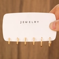 Detailed view of six-piece minimalist gold geometric hexagonal hoop earrings set on display card - KC Gold (K-1428)