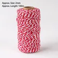 Red and white bakers twine roll 2mm x 100m for Christmas gift wrapping and cake boxes - 2mm Red and White Cotton Rope 100m