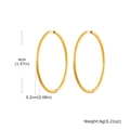 Polished 18k gold plated 4cm stainless steel hoop earrings with 2mm thickness and hinge closure - 2*40mm / Gold
