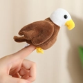 Cute plush eagle finger puppet toy with white head, brown wings and soft fur texture - Bald Eagle