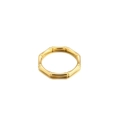 Polished 18K gold plated stainless steel open ring featuring a bamboo link design - Gold Bamboo Texture Ring