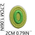 Macro detail of oval green musical note embroidery patch with white stitched border - Green Number Shape (0)