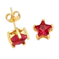 Elegant gold plated S925 sterling silver stud earrings with red star cubic zirconia - Red Zirconia