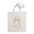 White canvas tote bag with orange abstract art silhouette and durable handles - Orange Abstract Figure W