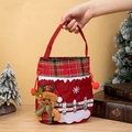 Christmas snowman reindeer gift bag with red plaid trim and soft velvet handle for apple box - Elk Style