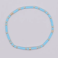 Pulsera boho hecha a mano con cuentas de porcelana azul cielo y cuentas doradas - Cuentas de Columna Azul Cielo Oro
