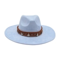 Chapeau bleu clair à large bord avec ruban tressé et pièces argentées bohème - Taille unique / Rose bonbon