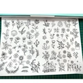 Bohemian floral water-soluble embroidery stabilizers with DIY plant patterns on green mat - Pattern F