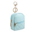 Mini mochila llavero de cuero PU azul claro con cremallera dorada y diseño acolchado - Azul