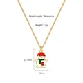 Christmas snowman pendant necklace in gold-tone metal with red hat and green scarf - Red Heart Snowman