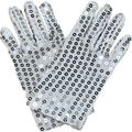 Sparkling white sequin gloves for kids' dance performances and festive stage parties - One Size / Silver