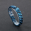 Blue plated titanium steel Cuban link bracelet with lobster clasp on display stand - Blue Color (KB188085-KJX)
