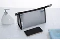 Gray mesh toiletry bag shown next to a smartphone to demonstrate storage capacity - 23.5*15*8.5cm / Black