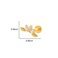 Gold G23 titanium labret stud with three cubic zirconia petals and flat back fastening - 7# Golden - Fan Leaf Shape