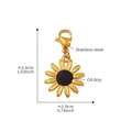Daisy pendant charm in gold and black oil drip finish made of stainless steel - Gold Sunflower Black Core Pendant (D153-3)