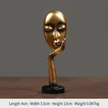 Golden Nordic abstract thinker figurine sculpture with black round base and matte finish - Gold Face