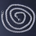 Braided stainless steel necklace for men in silver finish with lobster clasp - Silver Woven Style