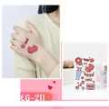 Glitter waterproof temporary tattoo sheet with red hearts and love motifs model EG-211 - EG-211 (Glitter Tattoo Sticker)