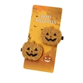 Glittery gold pumpkin hair clips for Halloween party featuring black spooky faces - Gold Glitter Pumpkins (Pair)