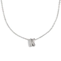 Collier chic en acier inoxydable argenté avec un pendentif évidé en forme de lettre K 3D - Lettre K / Acier